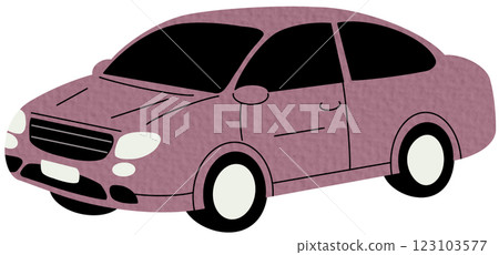 Passenger car, road vehicle. Auto motor engine wheeled transport. Abstract 2-door compact automobile model. Flat vector illustration on white background. 123103577