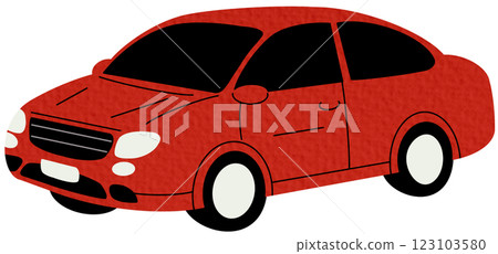Passenger car, road vehicle. Auto motor engine wheeled transport. Abstract 2-door compact automobile model. Flat vector illustration on white background. 123103580