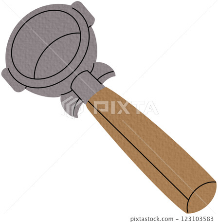 Coffee portafilters for coffee machine. Hand drawn elements for cafe menu, coffee shop. Vector illustration. 123103583