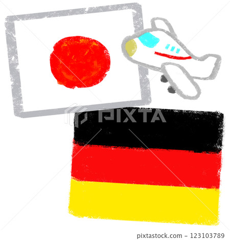 Illustration of national flags - Crayon touch - Japan and Germany Illustration of national flags - Crayon touch - Japan and Germany 123103789