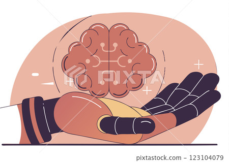 Robot hand holding digital brain. Artificial intelligence technologies 123104079