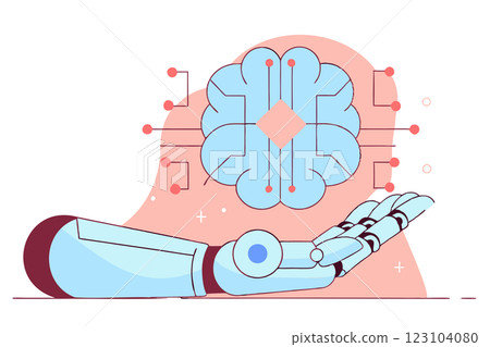 Robot hand holding digital brain. Artificial intelligence technologies 123104080