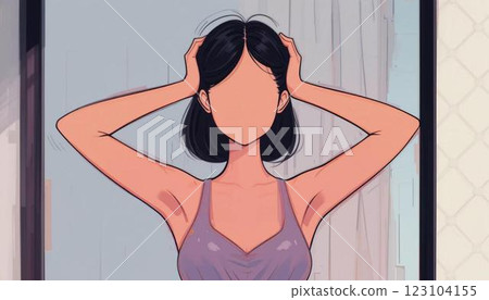 一位憂心忡忡的女人用雙手抱頭的圖片 123104155