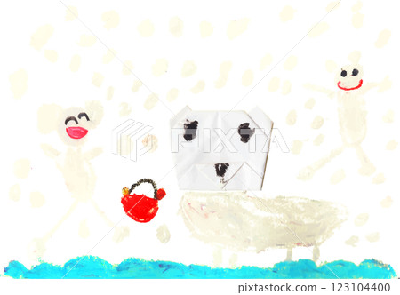Midwinter polar bear drawn by a child Midwinter polar bear drawn by a child 123104400