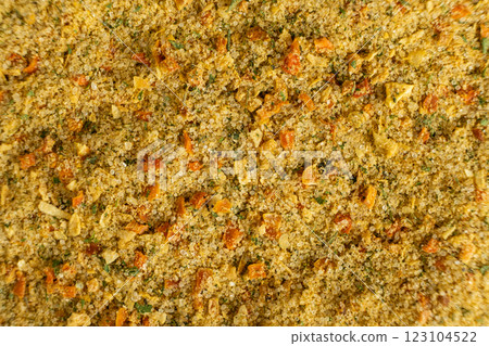 Natural seasoning with flavor enhancer, dried vegetables and salt 123104522