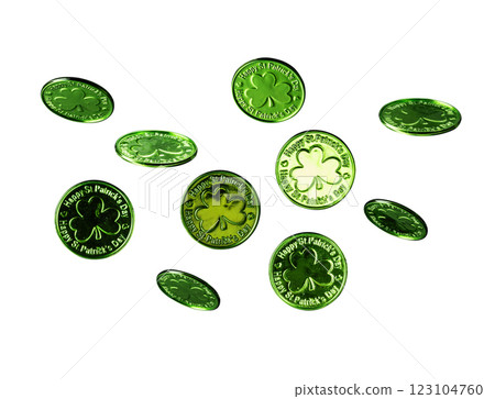 Set of St Patricks day shiny green coin isolated on white background for design. St Patricks holiday coins for decoration. Set of St Patricks day shiny green coin isolated on white background for design. St Patricks holiday coins for decoration. 123104760