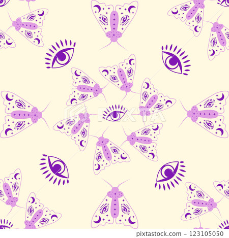 Magic seamless pattern with constellations, sun, moon, magic eyes, clouds and stars. Mystical esoteric background for design Magic seamless pattern with constellations, sun, moon, magic eyes, clouds and stars. Mystical esoteric background for design 123105050