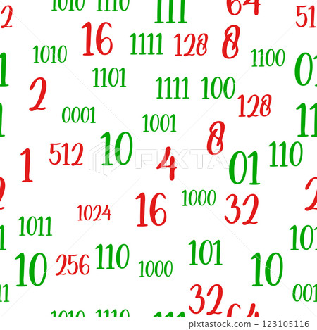 Decimal code Seamless pattern. Programming pattern, Algebra and geometry, calculations 123105116