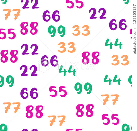 Seamless pattern with beautiful numbers. Ten, twenty, thirty, forty, fifty, sixty, seventy, eighty, ten hundred. Algebra and geometry 123105127