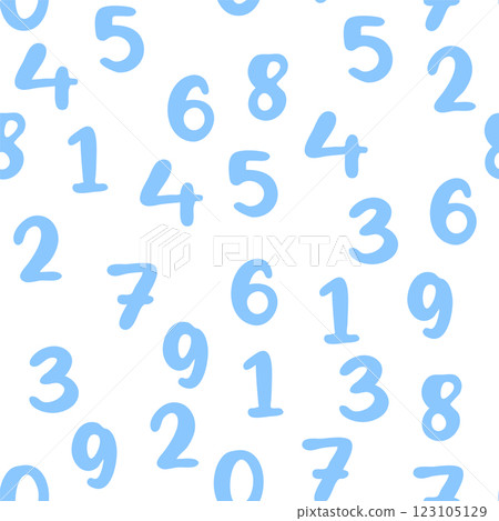 Seamless pattern with beautiful numbers. Ten, twenty, thirty, forty, fifty, sixty, seventy, eighty, ten hundred. Algebra and geometry 123105129