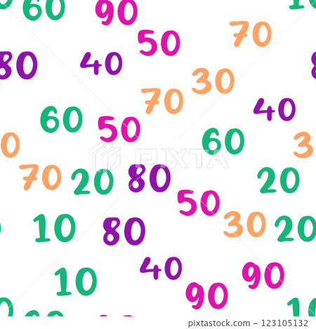 Seamless pattern with beautiful numbers. Ten, twenty, thirty, forty, fifty, sixty, seventy, eighty, ten hundred. Algebra and geometry Seamless pattern with beautiful numbers. Ten, twenty, thirty, forty, fifty, sixty, seventy, eighty, ten hundred. Algebra and geometry 123105132