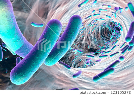 Antibiotic resistant bacteria inside a biofilm, 3D illustration. Realistic scientific background Antibiotic resistant bacteria inside a biofilm, 3D illustration. Realistic scientific background 123105278