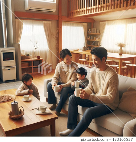 享受清晨靜謐和熱咖啡的冬日客廳 享受清晨靜謐和熱咖啡的冬日客廳 123105537