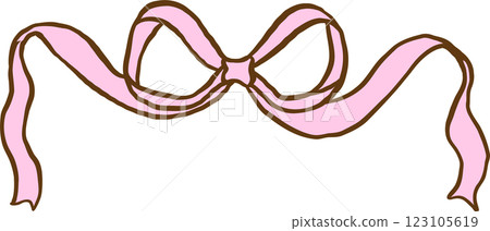 Playful Coquette Pink Ribbon Bow Decorative Banner Doodle Hand Drawn 123105619
