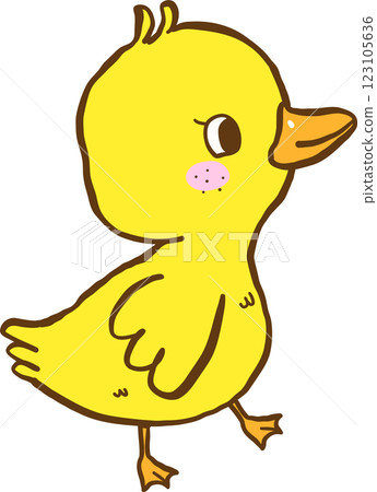 Cute Baby Chicken Cartoon Hand Drawn 123105636