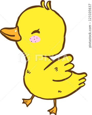 Cute Happy Baby Chicken Cartoon Hand Drawn 123105637