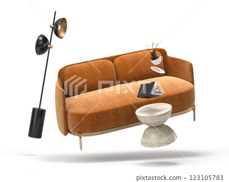 Zero gravity white interior living room 3 D Illustration Zero gravity white interior living room 3 D Illustration 123105783