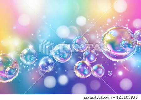 彩色背景上閃閃發光的肥皂泡 123105933