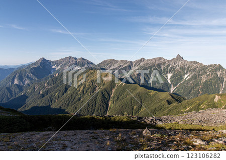 View of Mount Yari and Mount Hotaka from the trail to Mount Jonen in the Northern Alps02 123106282