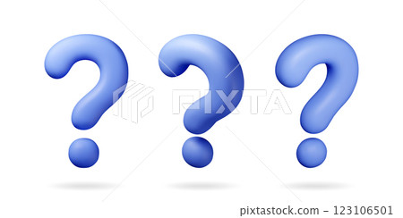 3D blue question mark isolated on white. 3D blue question mark isolated on white. 123106501