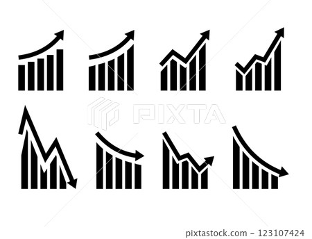 Growth vector icon. Graph or diagram with arrow going up and down. Vector Growth vector icon. Graph or diagram with arrow going up and down. Vector 123107424