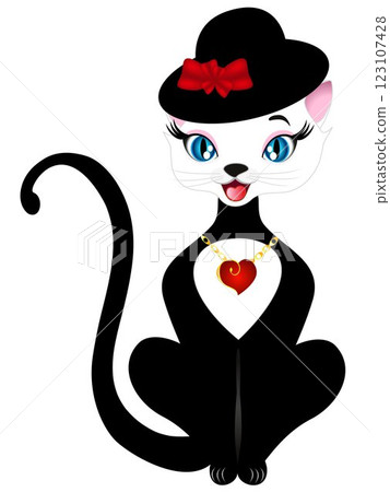 Fashionable cat in the hat. 123107428