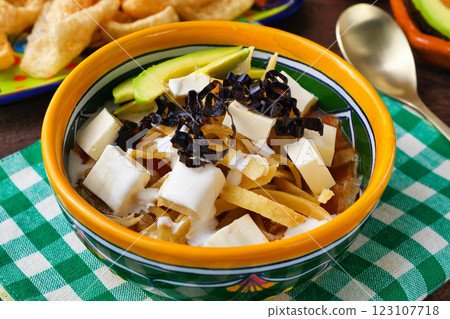Mexican cuisine Sopa de Tortilla (Sopa Azteca) Mexican cuisine Sopa de Tortilla (Sopa Azteca) 123107718