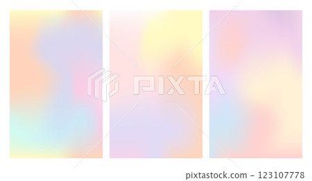 Set of holographic pastel backgrounds. Holographic foil background set. Trendy creative cosmic gradient. Illustration. 123107778