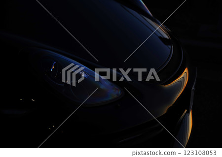 日落時的黑色跑車 日落時的黑色跑車 123108053