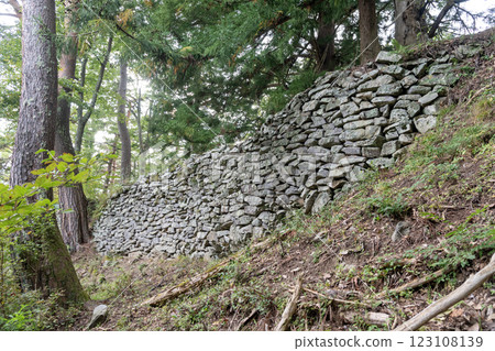 Yamaga Castle: Stone walls remaining at the site of the main castle 123108139