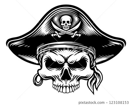 Pirate Skull Captain Hat Skeleton Vintage Design 123108153