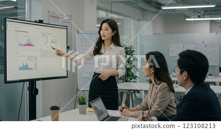 a young business woman working in the office 123108213