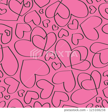 Retro Valentine's Day romantic seamless pattern with cute cartoon hearts. Love background for february 14 Retro Valentine's Day romantic seamless pattern with cute cartoon hearts. Love background for february 14 123108238