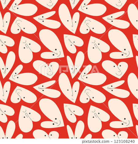 Retro Valentine's Day romantic seamless pattern with cute cartoon hearts. Love background for february 14 123108240