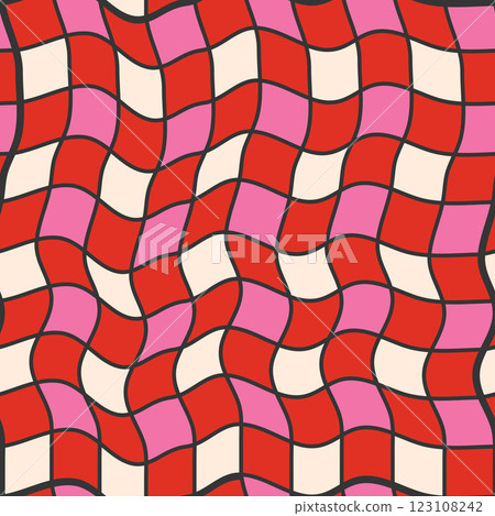 Retro geometrical checkered seamless pattern with colorful squares. Love Valentine's Day romantic background 123108242