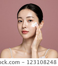 young woman with clean skin and face 123108248
