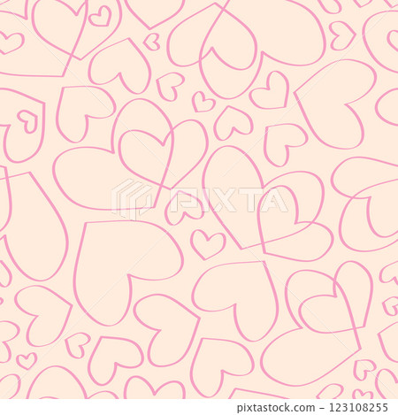 Retro Valentine's Day romantic seamless pattern with cute cartoon hearts. Love background for february 14 123108255
