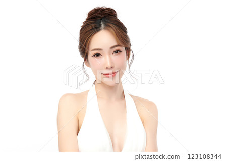 Beautiful young asian woman with clean fresh skin on white background, Face care, Facial treatment, Cosmetology, beauty and spa, Asian women portrait. Beautiful young asian woman with clean fresh skin on white background, Face care, Facial treatment, Cosmetology, beauty and spa, Asian women portrait. 123108344