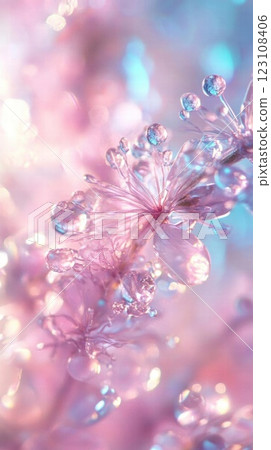 Delicate Dewdrops on a Pink Blossom Delicate Dewdrops on a Pink Blossom 123108406