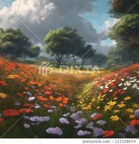 field with flowers 123108654