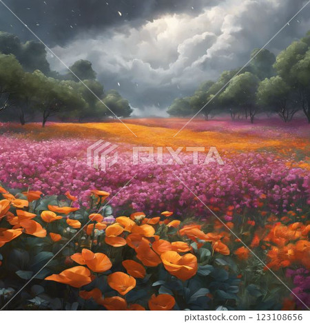 field with flowers 123108656
