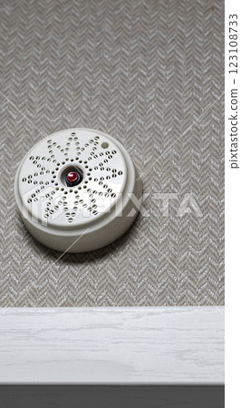 Close up shot of the indoor unit of the electric door bell. Apartment 123108733
