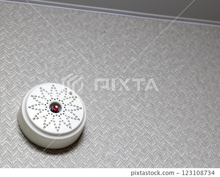 Close up shot of the indoor unit of the electric door bell. Apartment Close up shot of the indoor unit of the electric door bell. Apartment 123108734