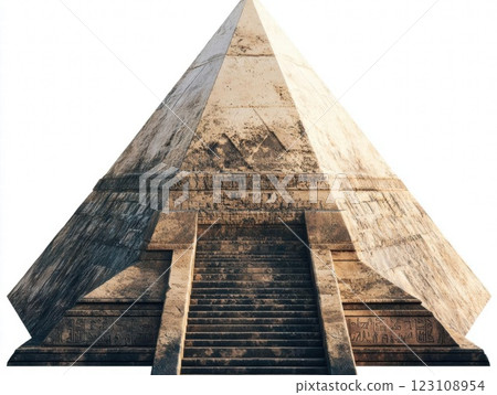 Ancient Egyptian Pyramid with Hieroglyphs and Steps Leading to the Top 123108954
