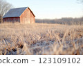 Desaturated countryside barn scene, warm vintage tones, golden-hour glow, nostalgic rural feel 123109102