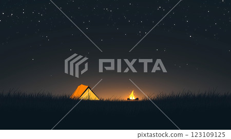 Tent and campfire under the stars 123109125