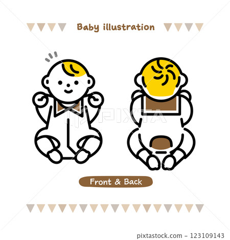 簡單可愛的嬰兒線描插圖。 123109143