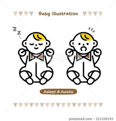 Simple and cute baby line drawing illustration. 123109145