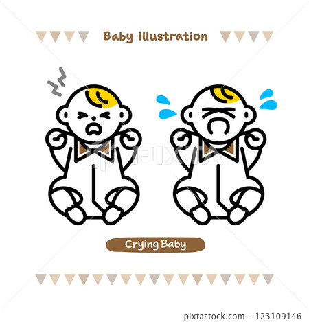 Simple and cute baby line drawing illustration. Crying baby Simple and cute baby line drawing illustration. Crying baby 123109146