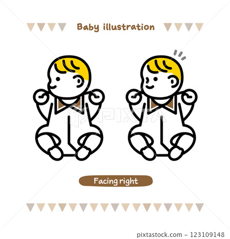 簡單可愛的嬰兒線描插圖。移動頸部 123109148